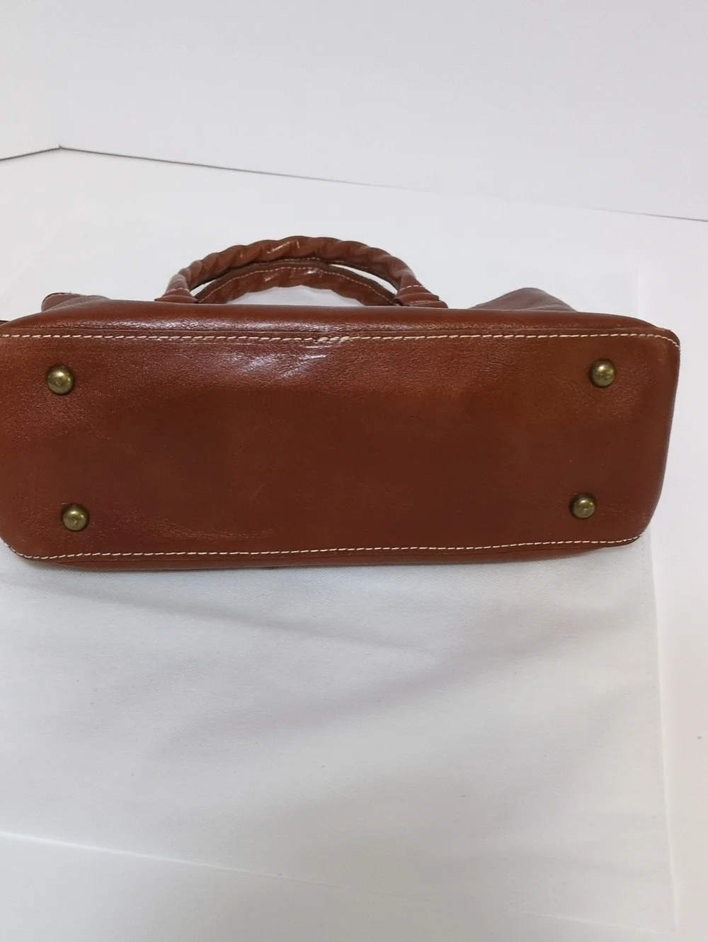 Patricia Nash Cognac Brown Leather Top Handle Satchel Bag